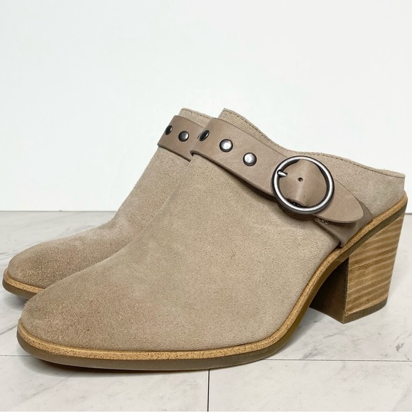 New! Sofft Corey Gray Tan Suede Heeled Clog 8 1/2 M - Picture 1 of 14